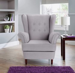 Collection - Martha - Fabric Wingback Chair - Grey